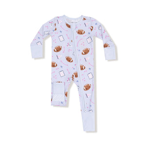 Touchdown Time Lavender 2 Way Zipper Romper