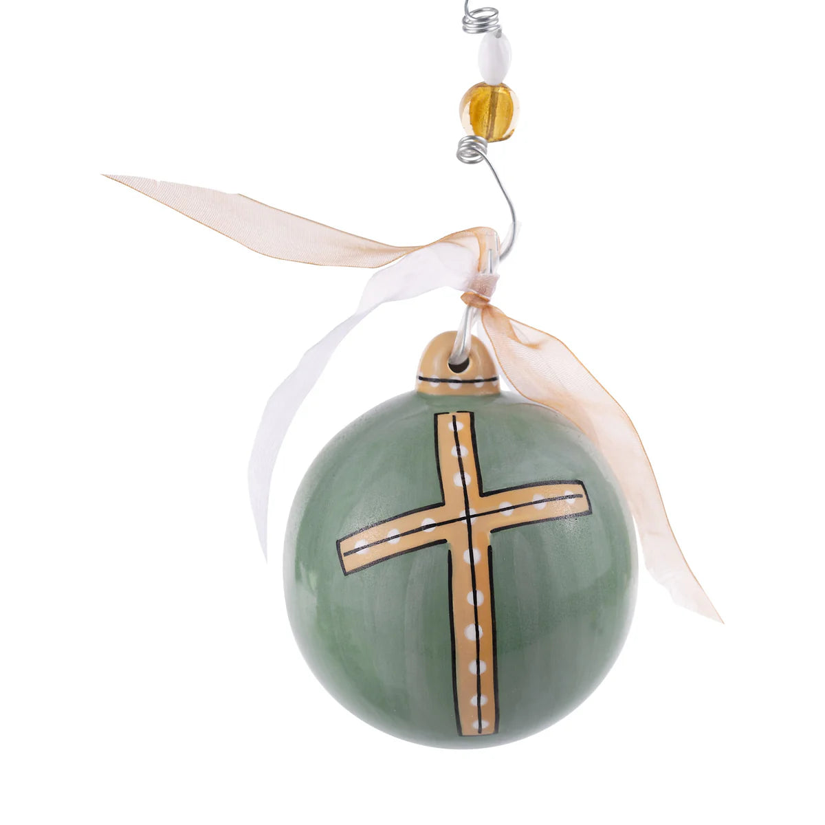 Green Cross Ball Ornament