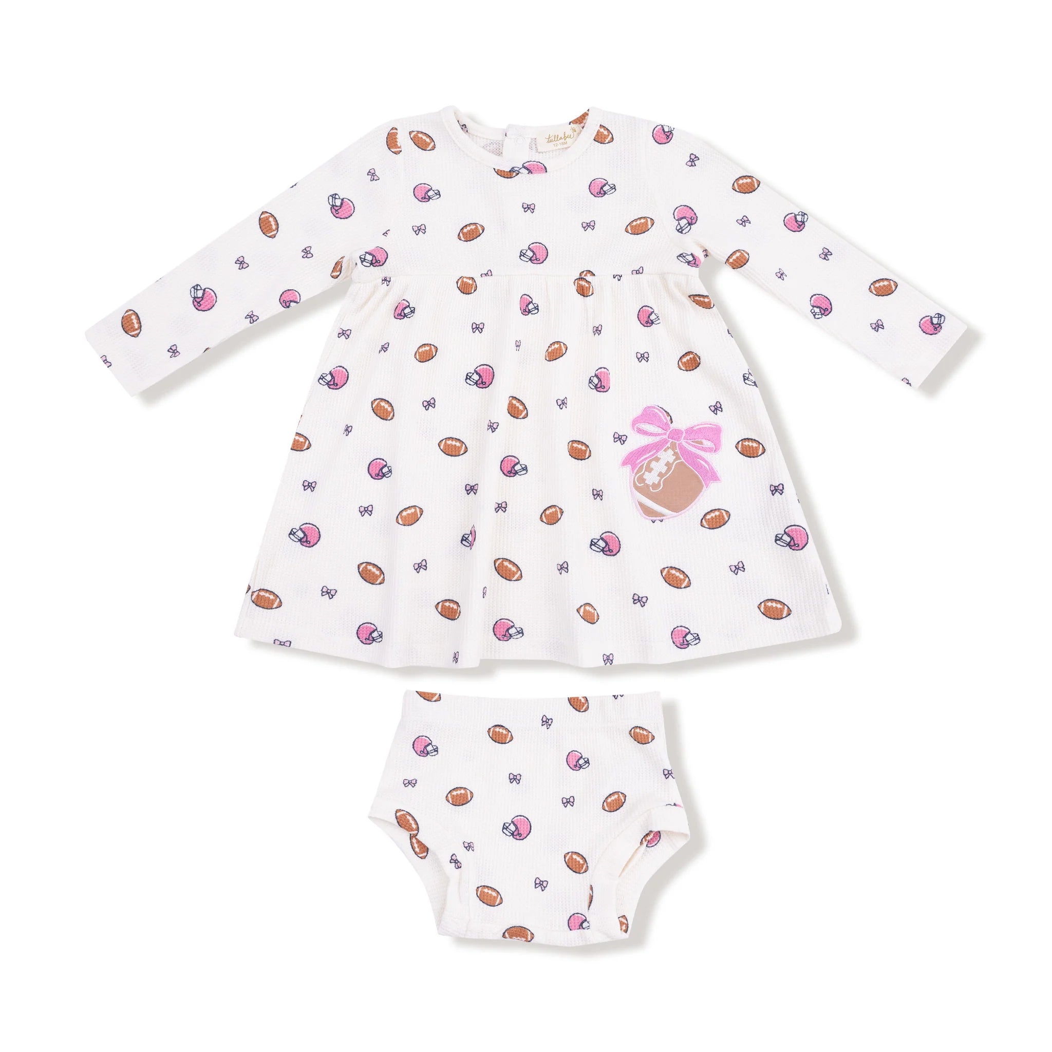 Footballs and Bows Dress + Bloomer