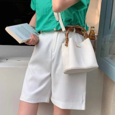 Bamboo Top Handle Crossbody Bag
