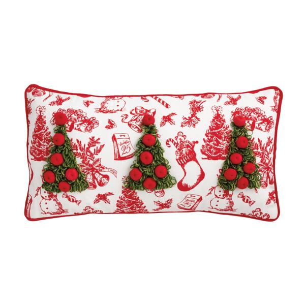 Triple Tree Embellished Lumbar Pillow