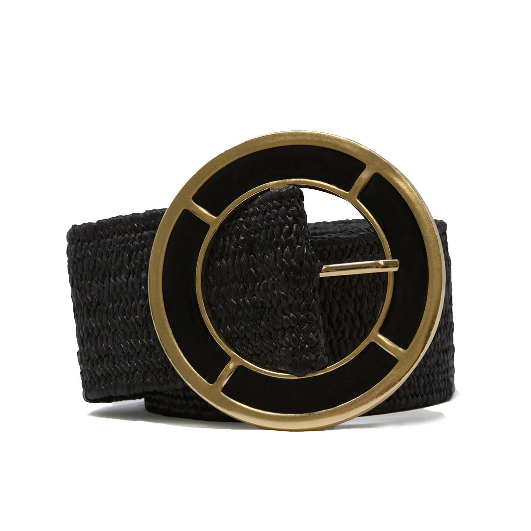 Straw Stretch Belt with Metal Buckle
