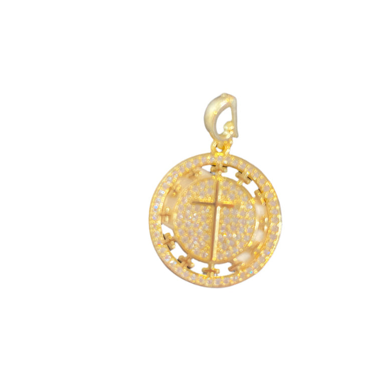 Charm Bar-Gold Pendant with Cross
