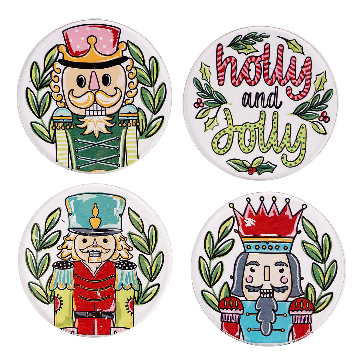 Holly Jolly Nutcracker Coaster Set
