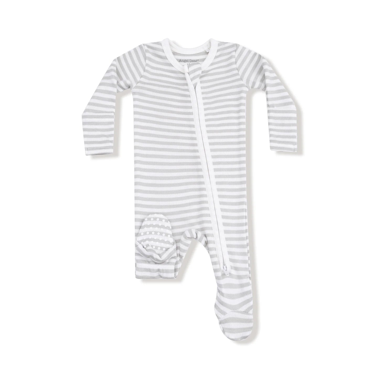 Grey/White Stripe 2 Way Zipper Footie
