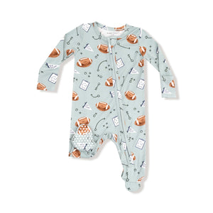 Touchdown Time 2 Way Zipper Footie-Grey Mist