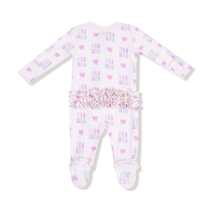 Lil' Sis 2 Way Ruffle Back Zipper Footie