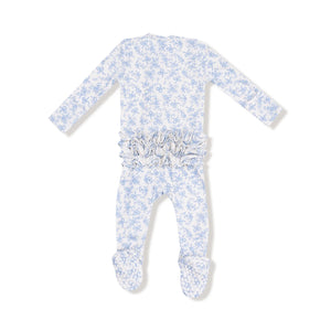 Romi Floral 2 Way Ruffle Back Zipper Footie