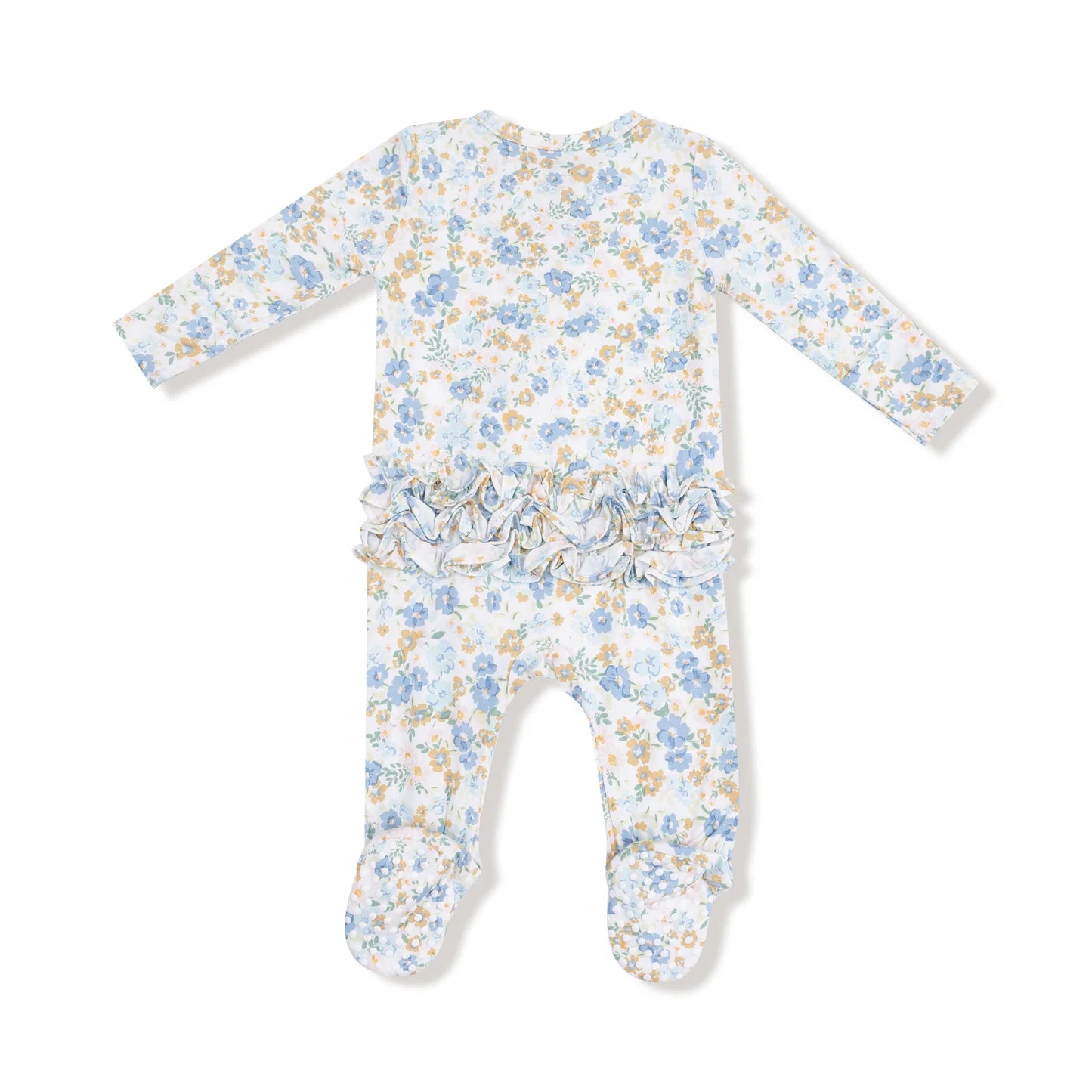 Sweet Rose Calico 2 Way Ruffle Back Zipper Footie