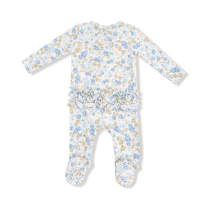 Sweet Rose Calico 2 Way Ruffle Back Zipper Footie