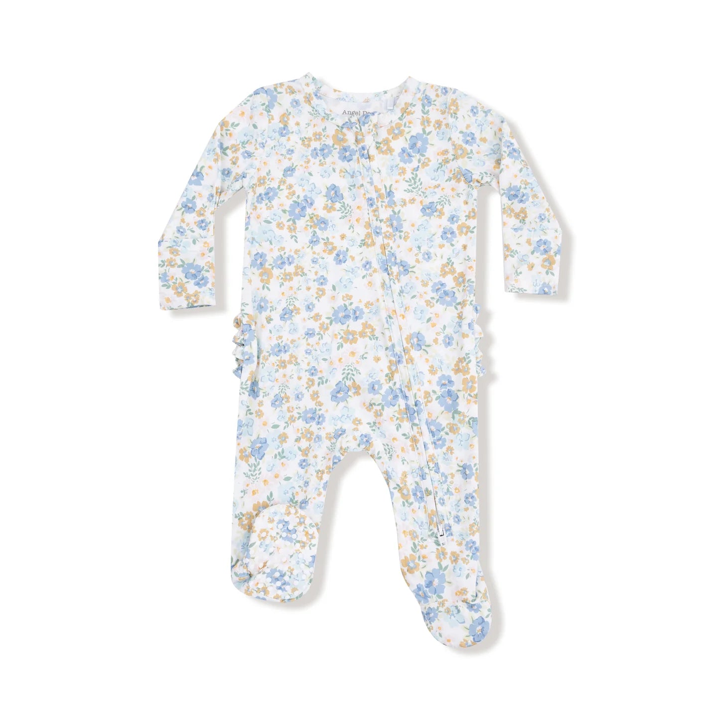 Sweet Rose Calico 2 Way Ruffle Back Zipper Footie