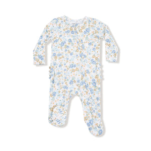 Sweet Rose Calico 2 Way Ruffle Back Zipper Footie