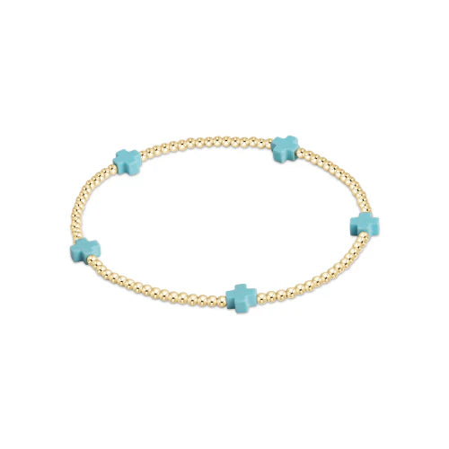 Egirl Signature Cross Gold 3mm Bead Bracelet