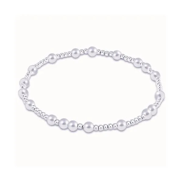 Classic Sterling Joy Pattern Bead Bracelet-Pearl