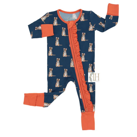 Tiger Ruffle Zipper Romper