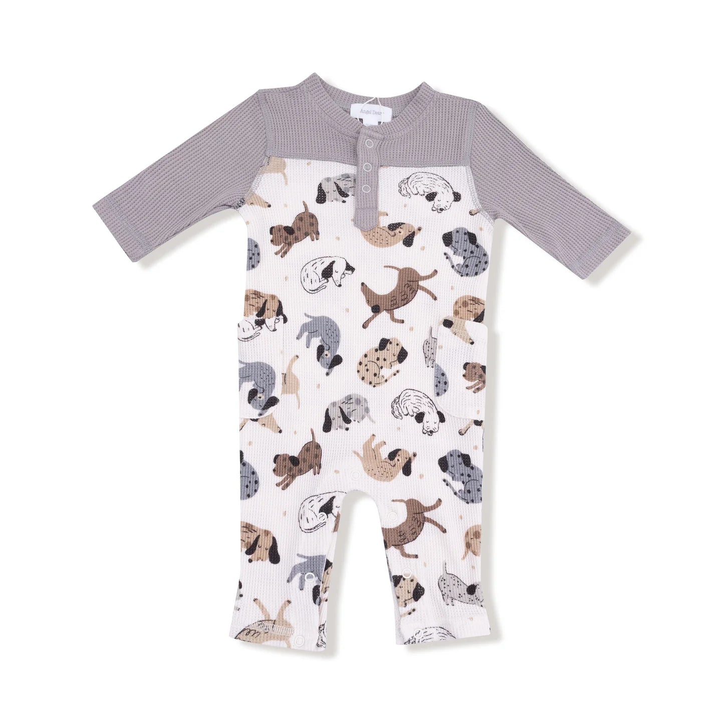 Cozy Pups Romper with Contrast Sleeve