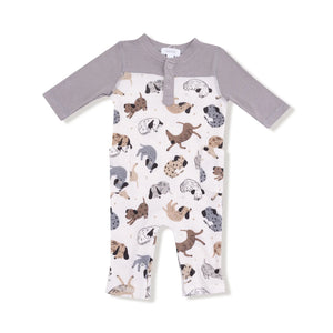 Cozy Pups Romper with Contrast Sleeve