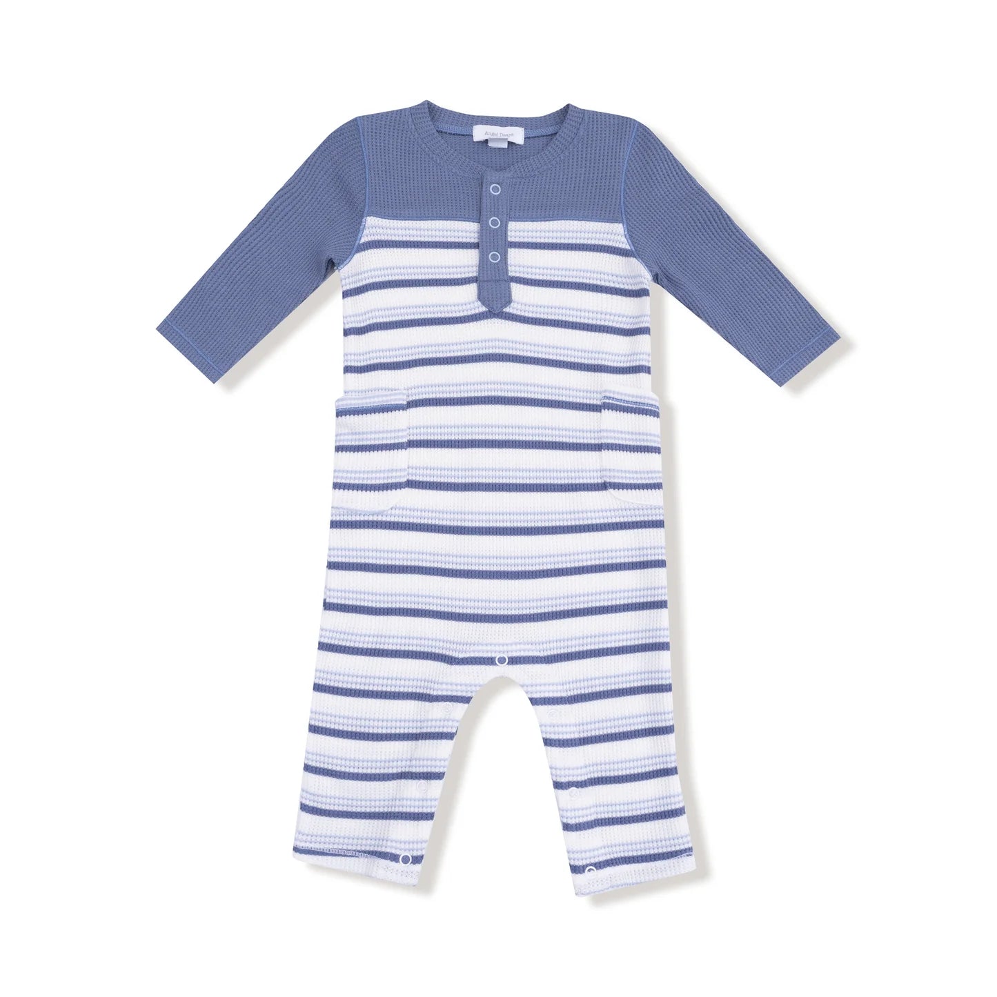 Vintage Stripe Blue Romper with Contrast Sleeve