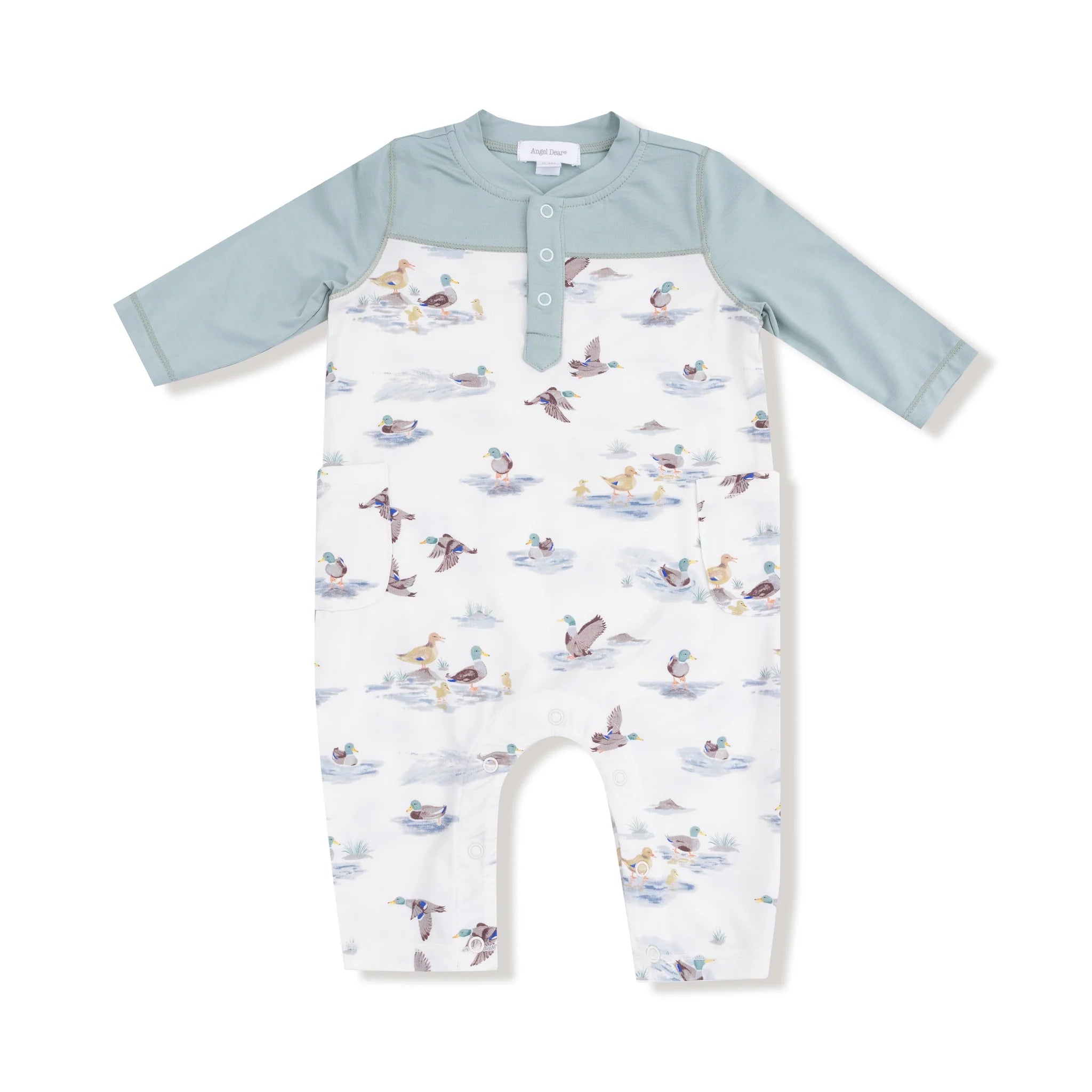 Migrating Mallards Romper with Contrast Sleeves