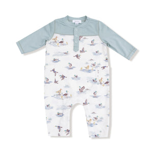 Migrating Mallards Romper with Contrast Sleeves