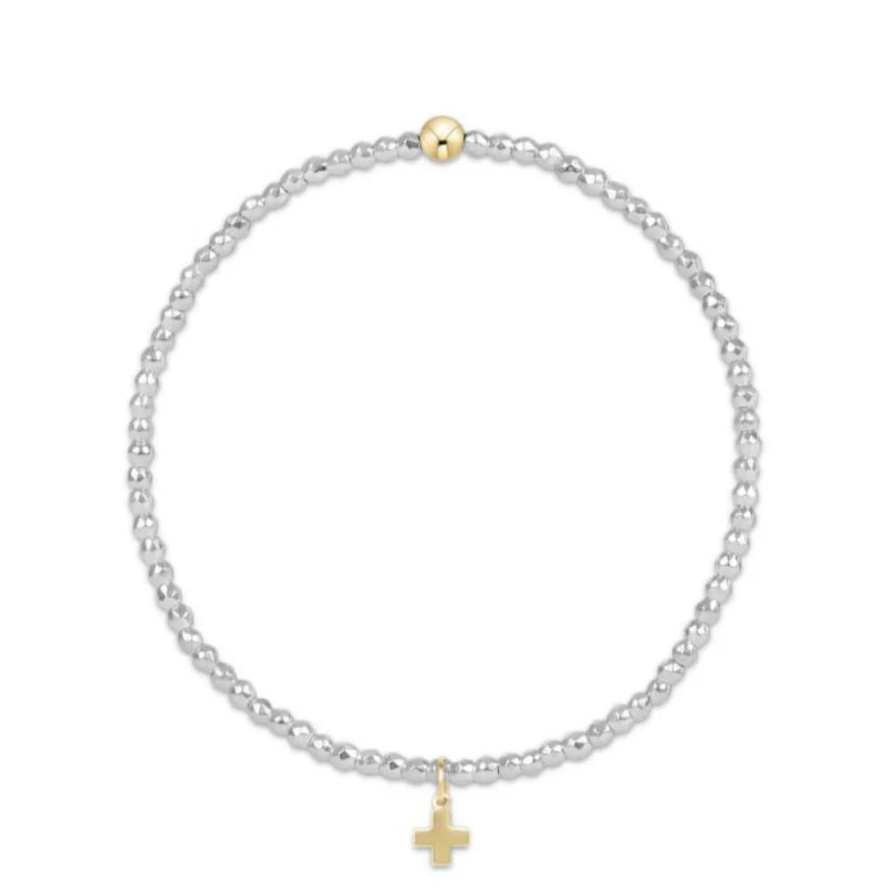Bright Silver Hematite Bracelet-Signature Cross Charm
