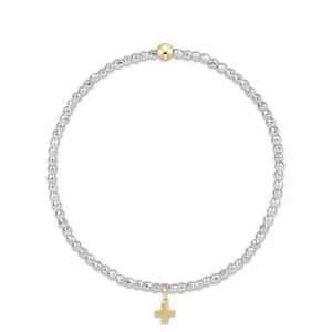 Bright Silver Hematite Bracelet-Signature Cross Charm