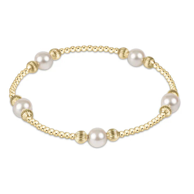 Dignity Gold Purpose Pattern Bead Bracelet-Pearl