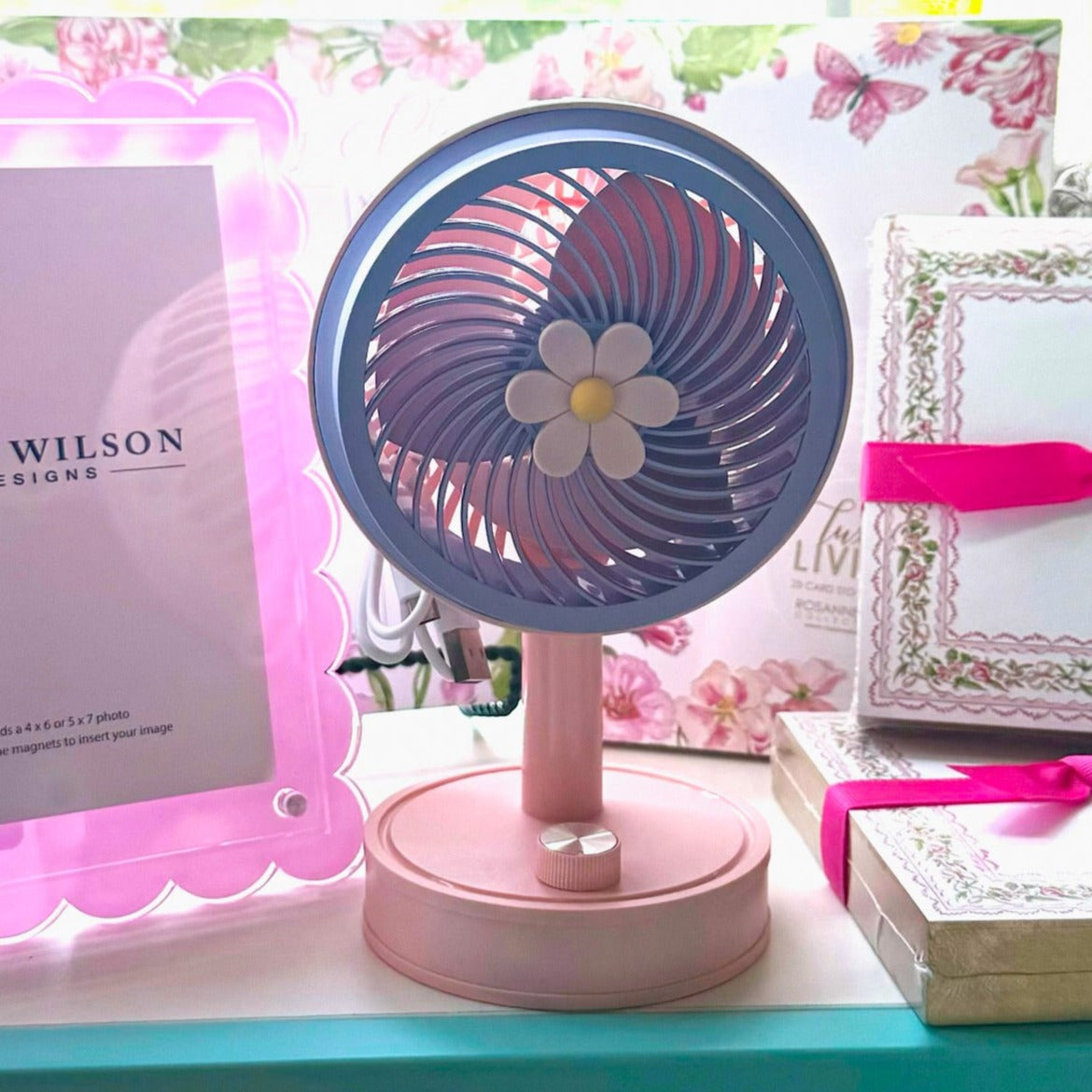 Desktop Fan with Flower