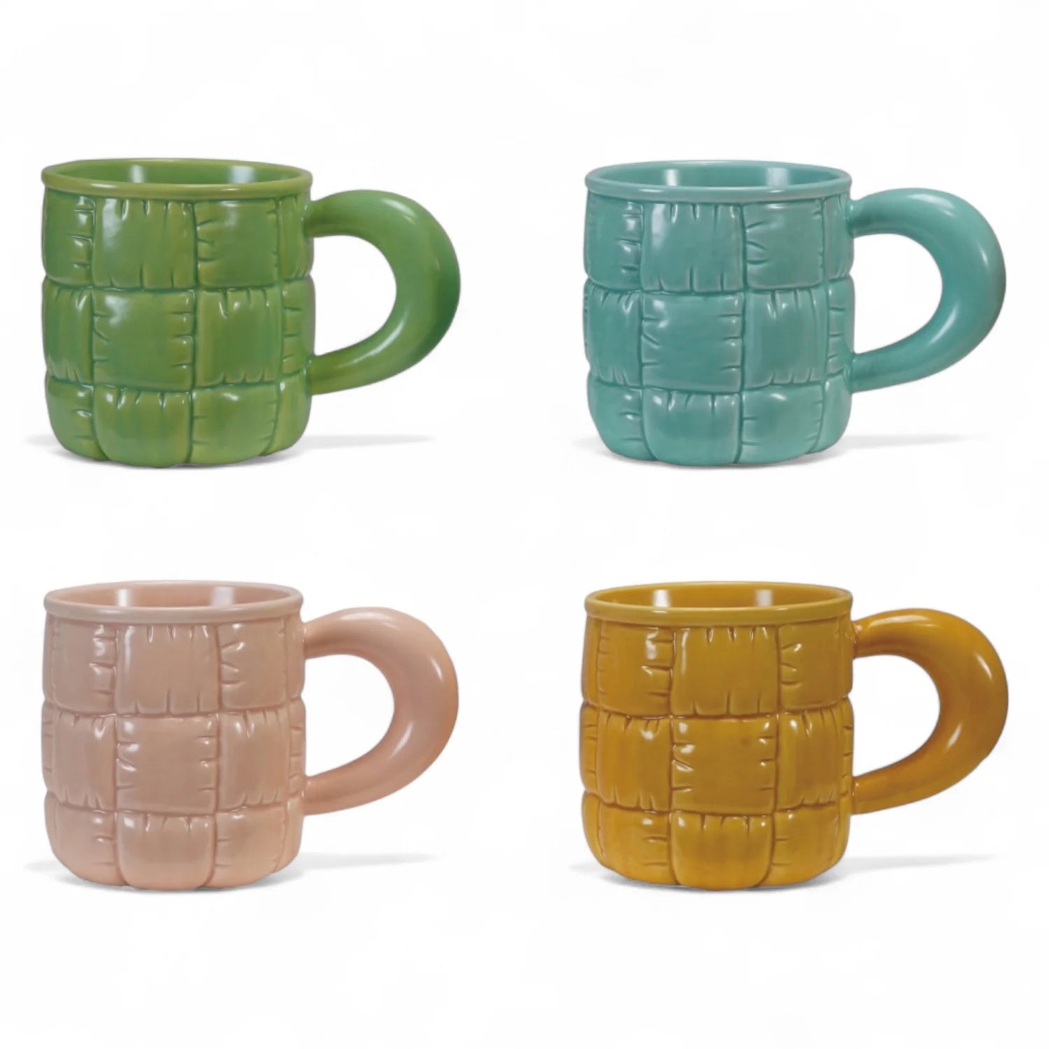 Stoneware Mug with Quilted Puffer Design