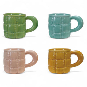 Stoneware Mug with Quilted Puffer Design