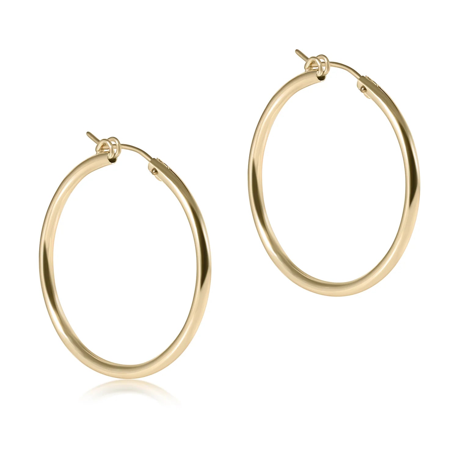 Gold Round Hoop Earrings-Smooth