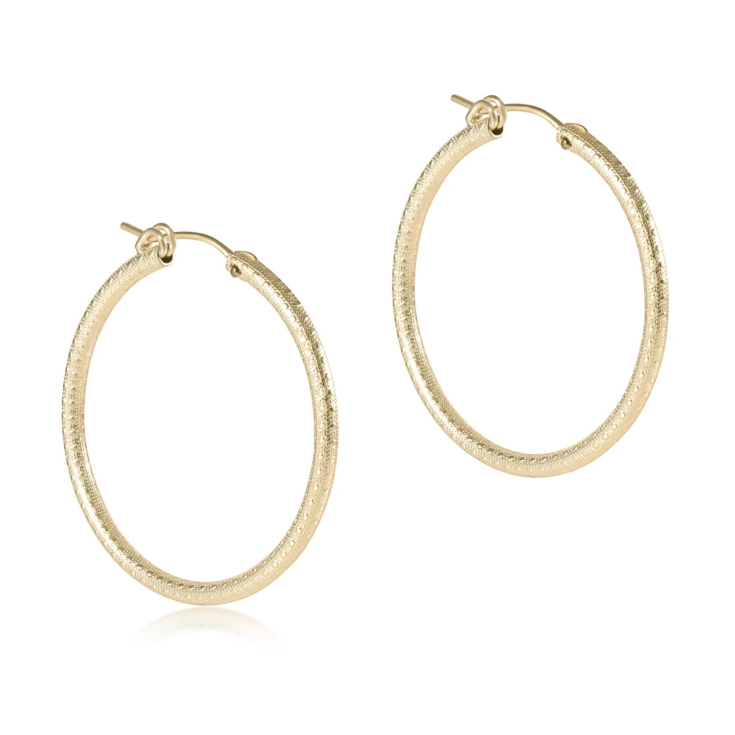 Gold Round Hoop Earrings-Textured