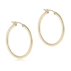 Gold Round Hoop Earrings-Textured