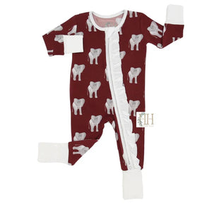 Elephant Ruffle Zipper Romper