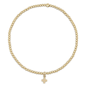 Classic Gold Bead Bracelet-Signature Cross Charm