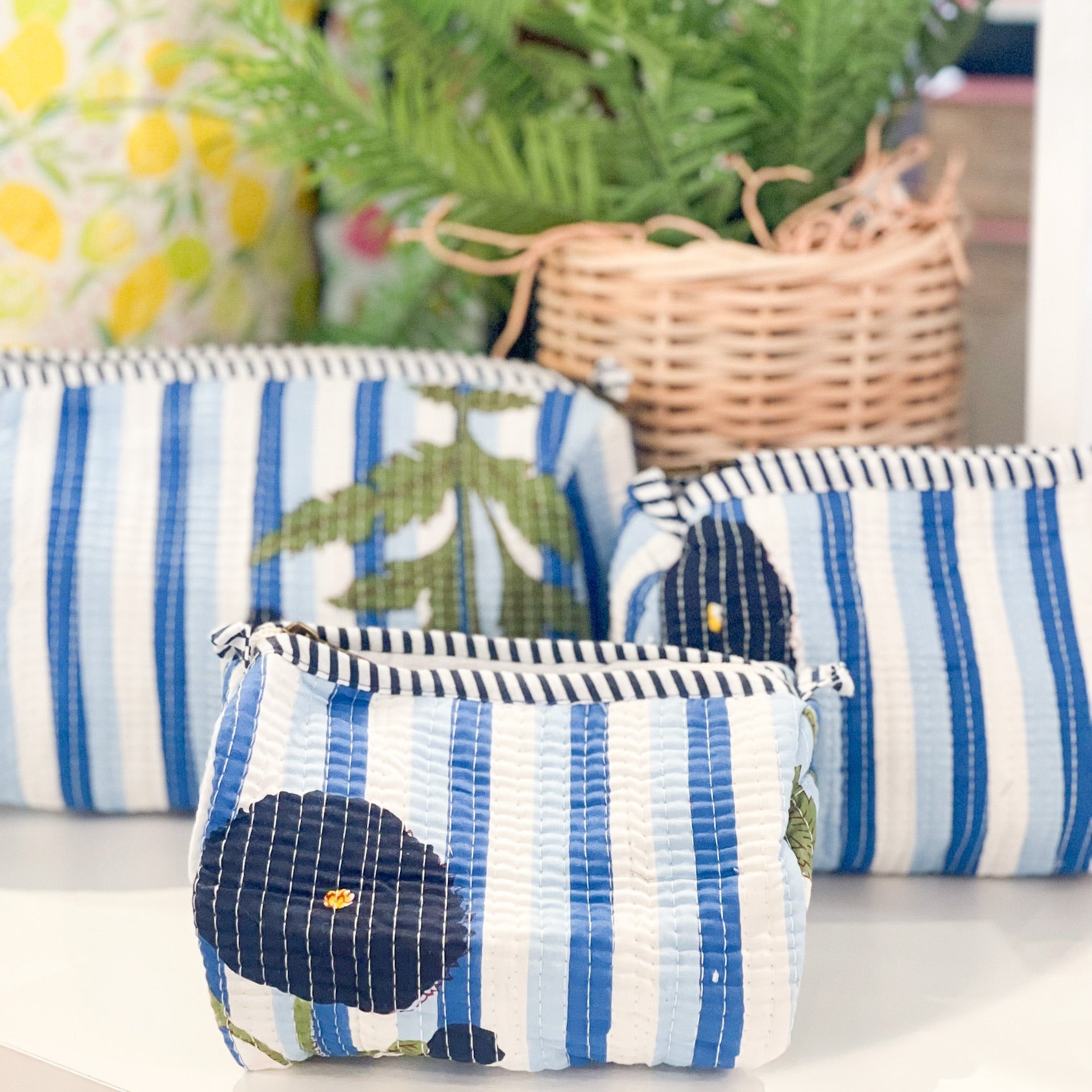 Quilted Cosmetic Bag-Set of 3