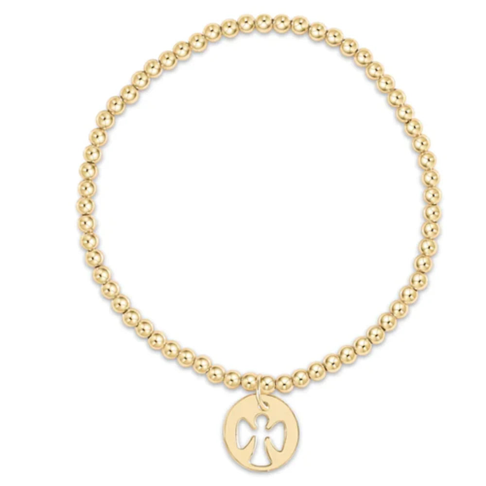 Classic Gold Guardian Angel Disc Bead Bracelet