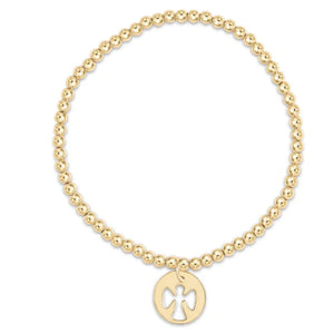 Classic Gold Guardian Angel Disc Bead Bracelet