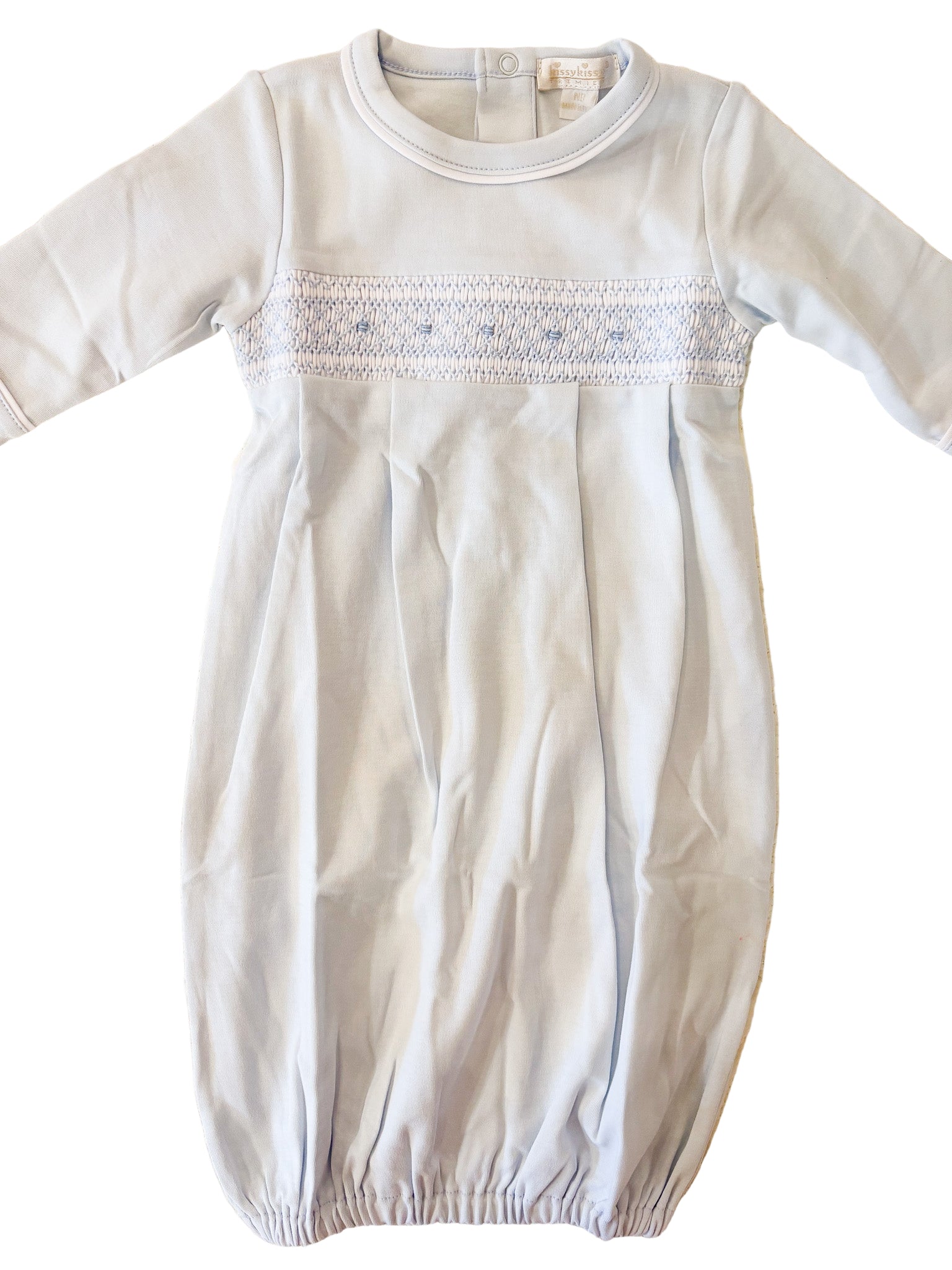 Smocked Light Blue Sack Gown