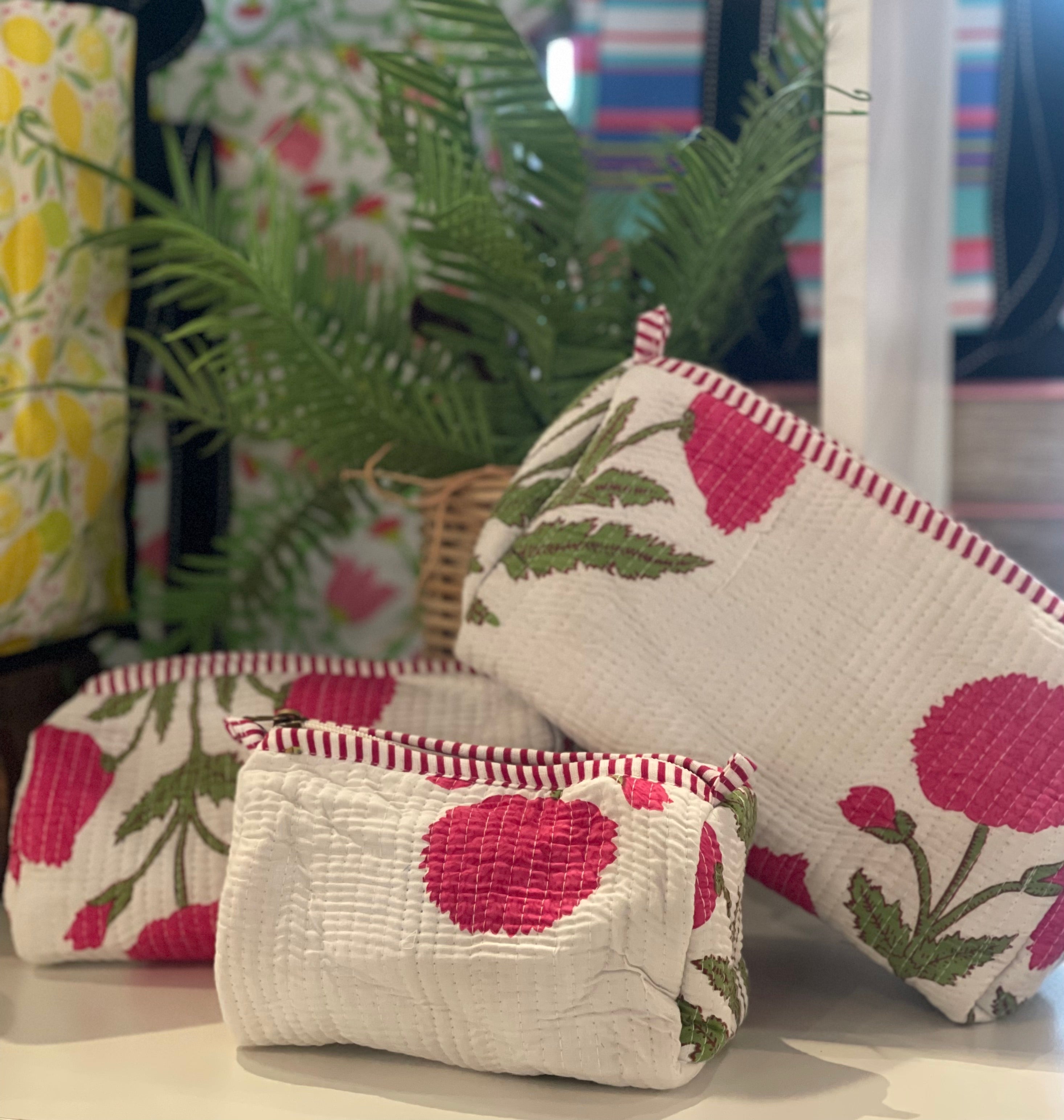 Quilted Cosmetic Bag-Set of 3