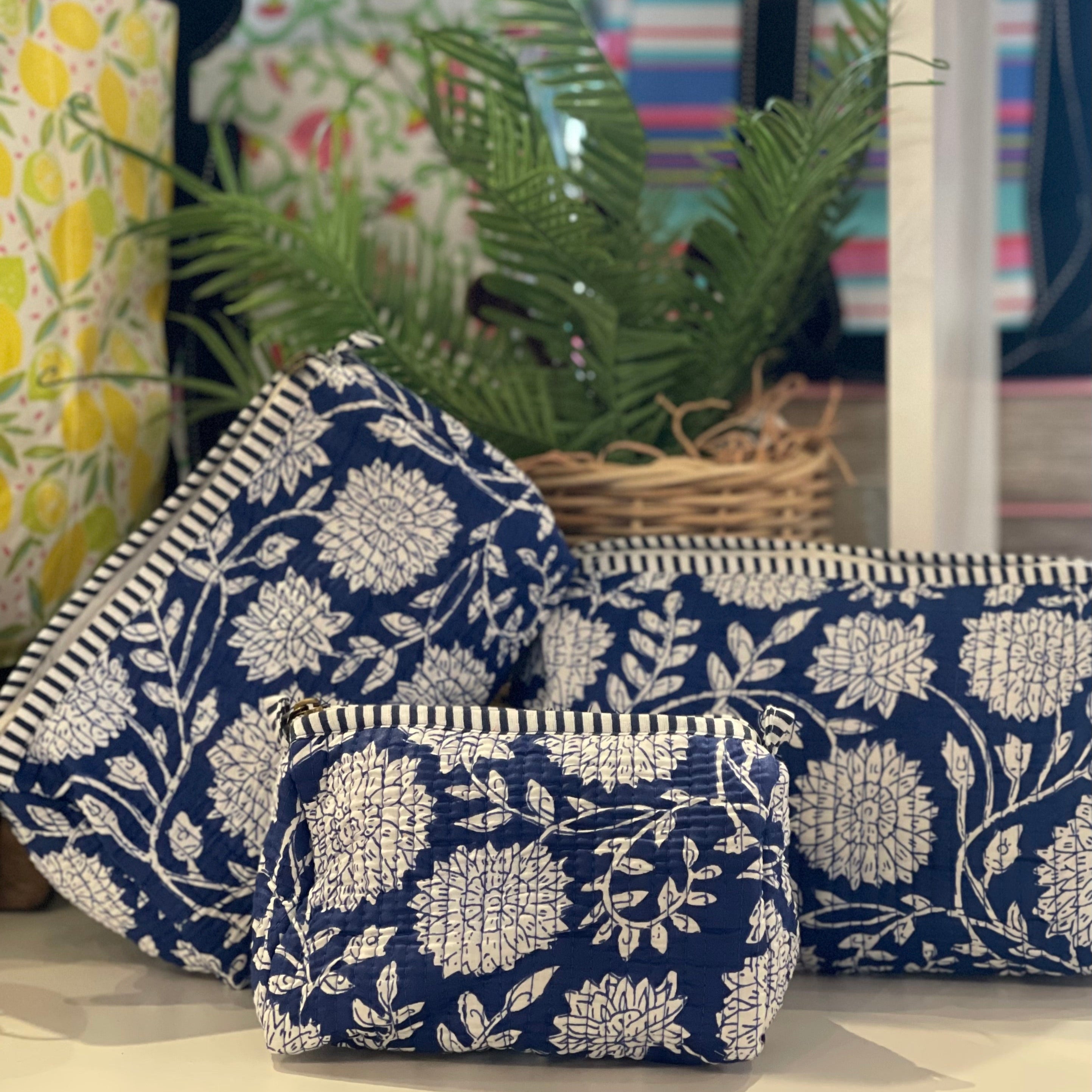 Quilted Cosmetic Bag-Set of 3