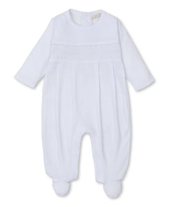 Smocked White Footie