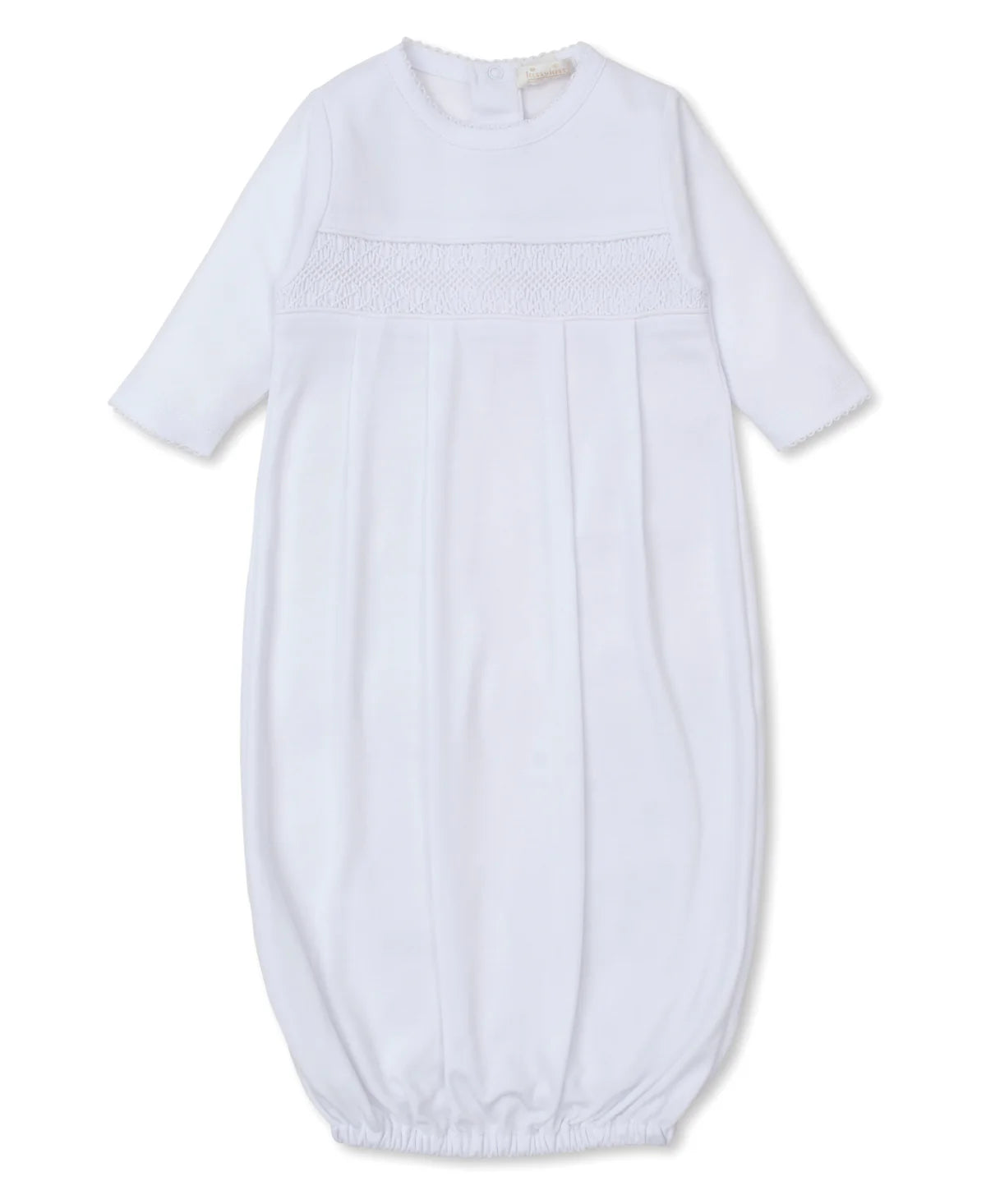 Smocked White Sack Gown