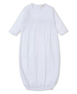 Smocked White Sack Gown