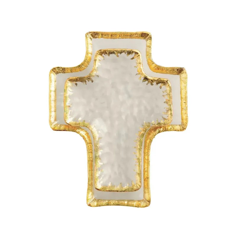 Gold Edge Cross Tidbit Tray