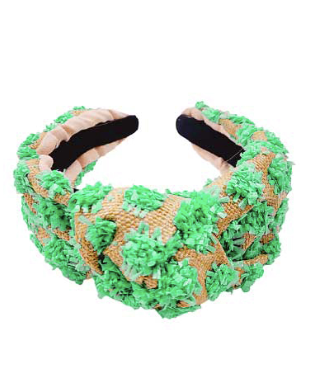 Floral Pattern Straw Knotted Headband