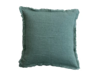 Stonewashed Linen Pillow with Fringe
