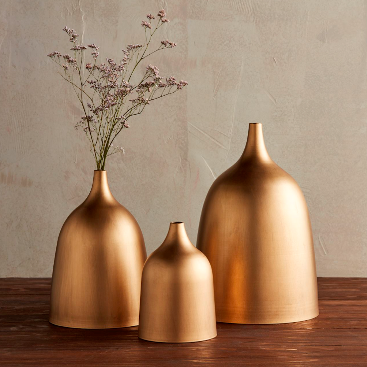 Brass Finished Metal Vases