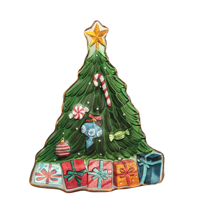 Hand Painted Tree Shaped Platter