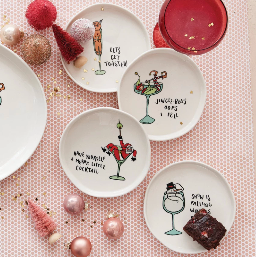Plate with Holiday Icon Tipsy Saying